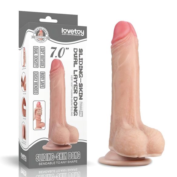 Lovetoy Sliding-Skin - dildo realista doble capa - 18 cm - color piel