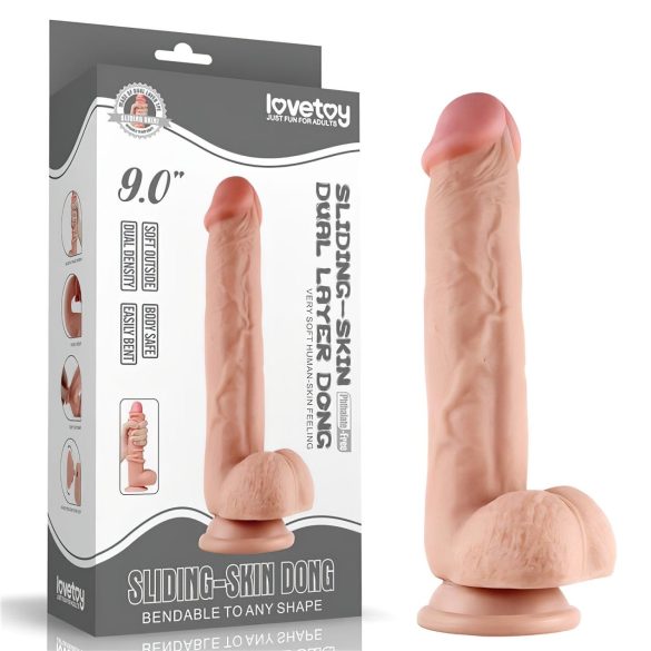 Lovetoy - Dildo realista doble capa - 23 cm piel realista beige
