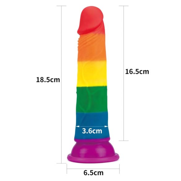 Lovetoy Prider - dildo realista - 19 cm - arcoíris