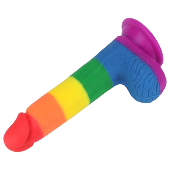 Lovetoy Prider - consolador realístico con testículos - 20cm - arcoíris
