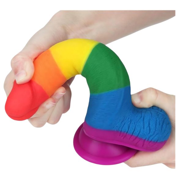Lovetoy Prider - consolador realístico con testículos - 20cm - arcoíris