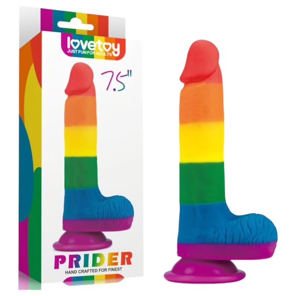 Lovetoy Prider - consolador realístico con testículos - 20cm - arcoíris