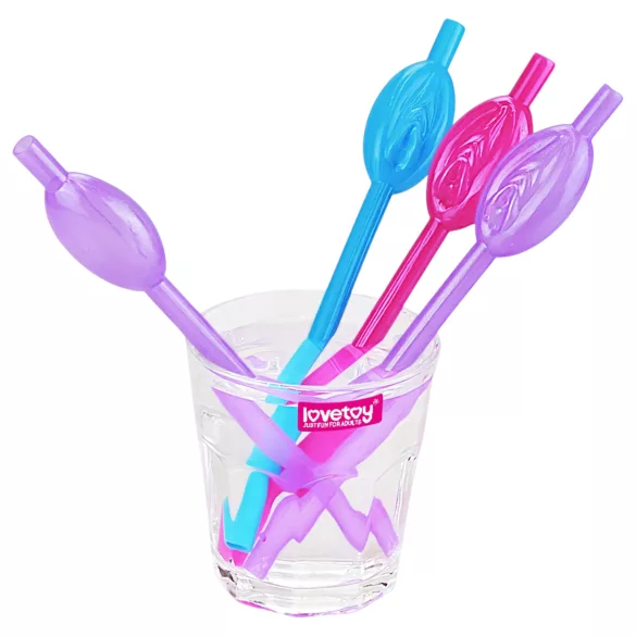 Lovetoy - pajita con forma de vagina - plástico - rosa/azul/lila