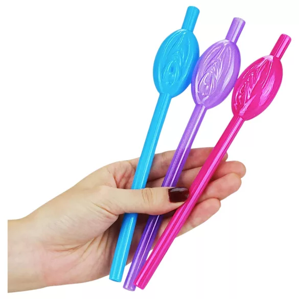 Lovetoy - pajita con forma de vagina - plástico - rosa/azul/lila