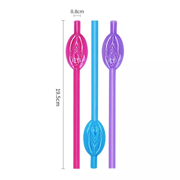 Lovetoy - pajita con forma de vagina - plástico - rosa/azul/lila