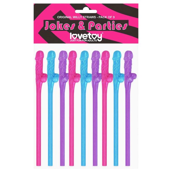 Lovetoy: Pajita de pene realista (rosa-azul-lila)