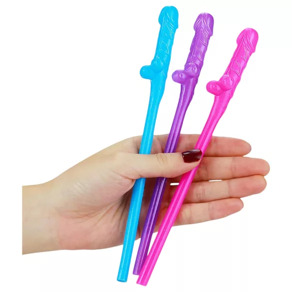 Lovetoy - pajita pene realista - silicona - rosa/azul/lila