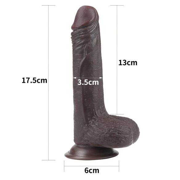 Lovetoy Sliding-Skin - Dildo realista de doble capa - 18 cm - marrón