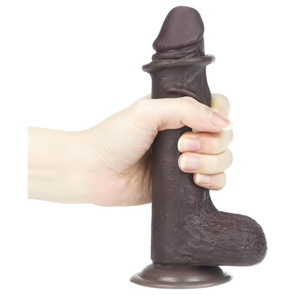 Lovetoy Sliding-Skin - Dildo realista de doble capa - 18 cm - marrón