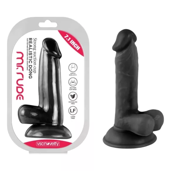 Mr. Rude - dildo realista con testículos y ventosa - 17 cm negro