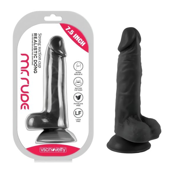Mr. Rude - dildo realista con testículos y ventosa - 19cm negro