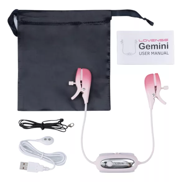 Lovense Gemini - Pinzas vibradoras para pezones controladas por app (rosa)
