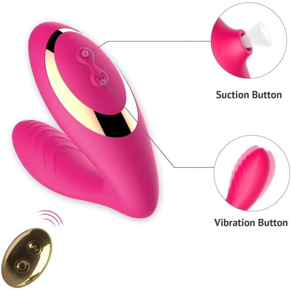 Tracy's Dog - vibrador succionador 2en1 recargable silicona rosa