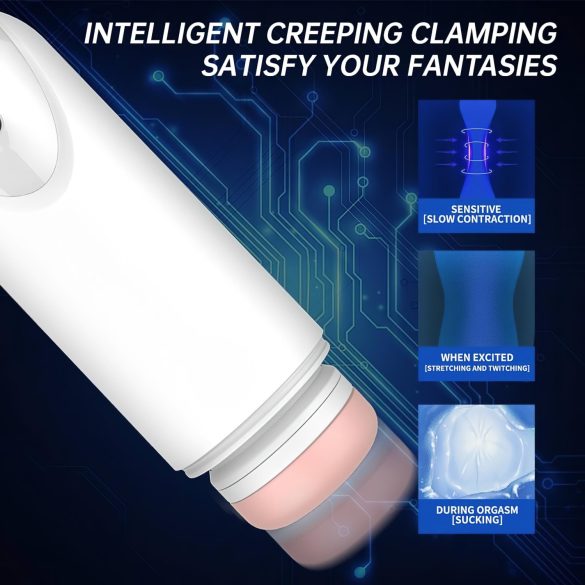 Leopard - masturbador masculino vibrador con movimiento arriba-abajo - blanco