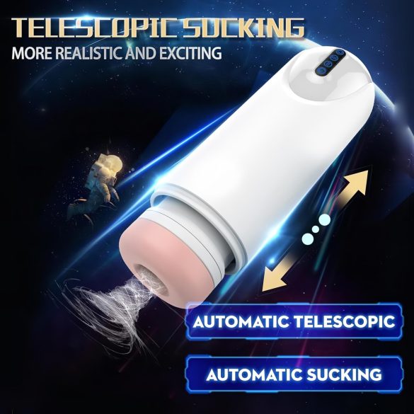 Leopard - masturbador masculino vibrador con movimiento arriba-abajo - blanco