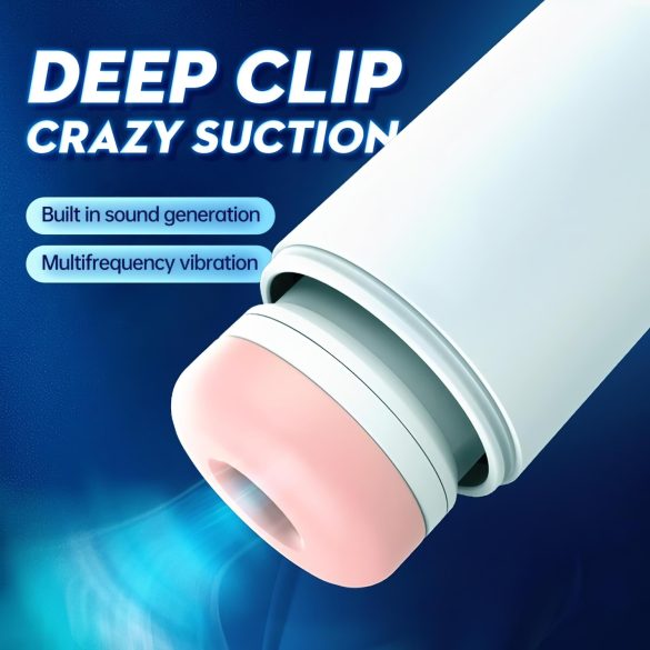 Leopard - masturbador masculino vibrador con movimiento arriba-abajo - blanco