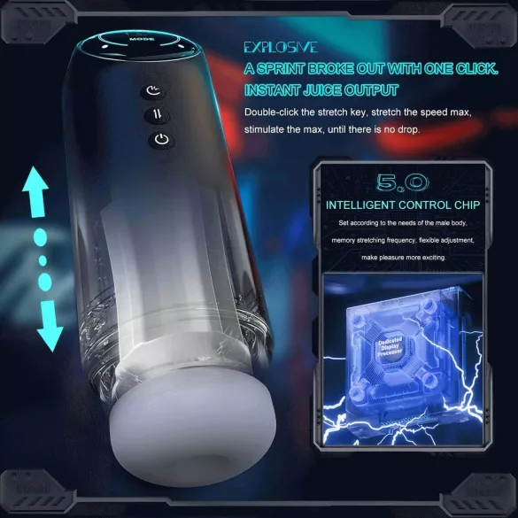 Leopard - masturbador automático con succión y vibración - silicona negra