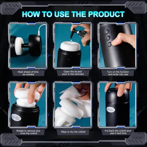 Leopard - masturbador automático con succión y vibración - silicona negra