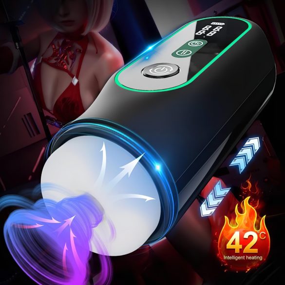 Leopard - masturbador vibrador movimiento arriba abajo - negro