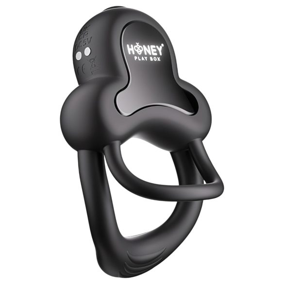 Honey Play Box Anello - anillo vibrador inteligente pene y testículos (negro)