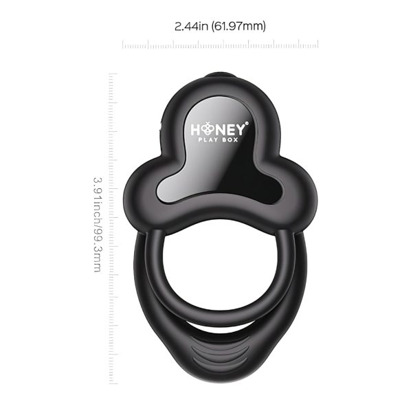 Honey Play Box Anello - anillo vibrador inteligente pene y testículos (negro)
