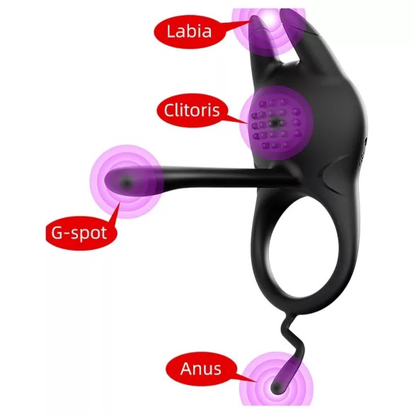 AlvUp - anillo vibrador para pene con estimulador de clítoris - silicona negra