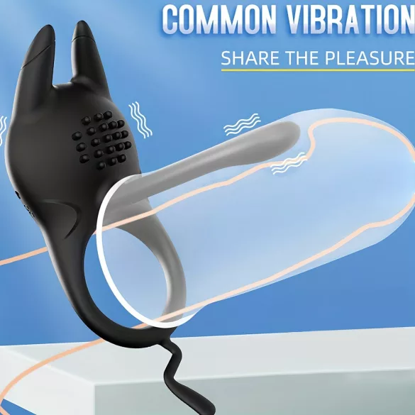 AlvUp - anillo vibrador para pene con estimulador de clítoris - silicona negra