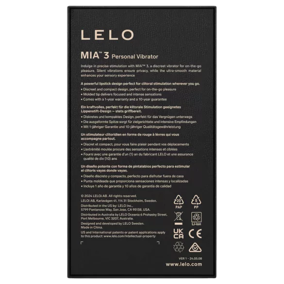 LELO Mia 3 - vibrador tipo labial recargable - color lila