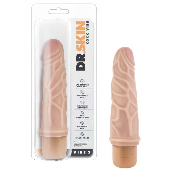 Dr. Skin Vibe No.3 - consolador realista vibrador color piel