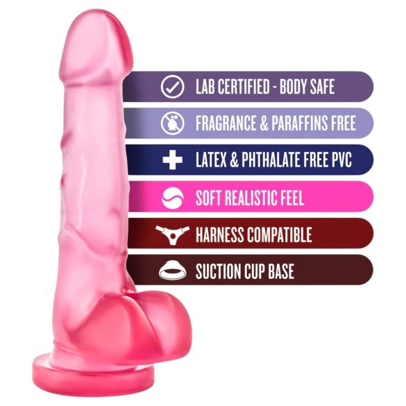 B Yours Sweet N Hard 4 - consolador con testículos - 18cm - silicona rosa