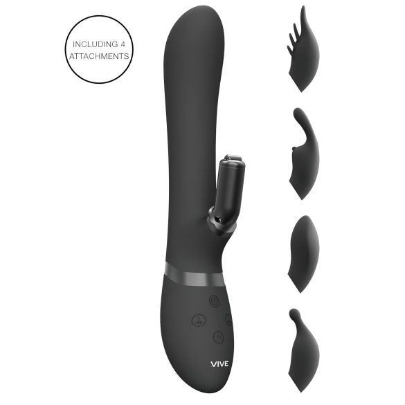 Vive Chou - Vibrador 4 en 1 con estímulo de clítoris (negro)