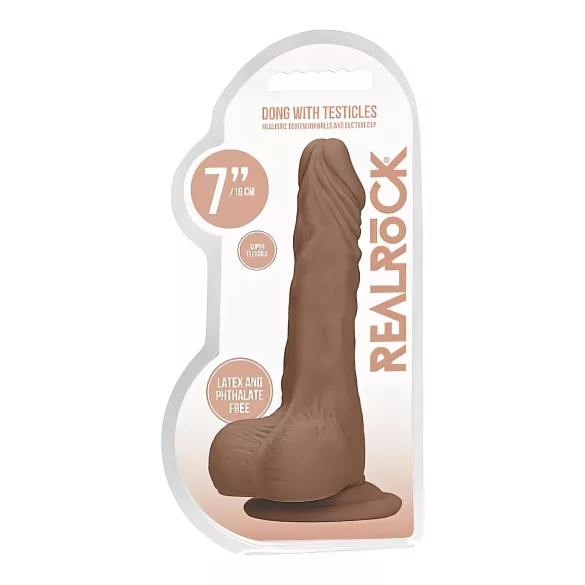 RealRock - consolador realista con testículos - silicona marrón 17 cm