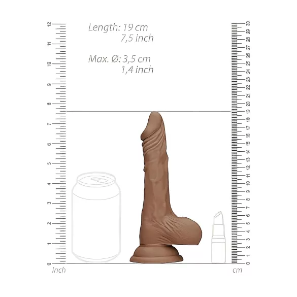 RealRock - consolador realista con testículos - silicona marrón 17 cm