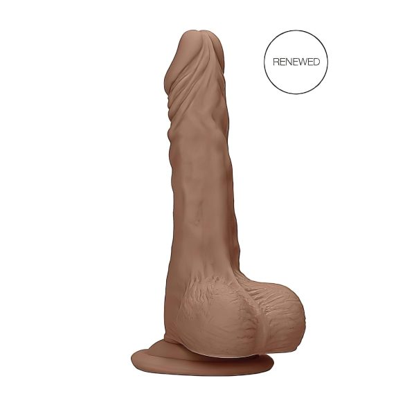RealRock Dong 10 - dildo realista con testículos (25cm) - oscuro natural