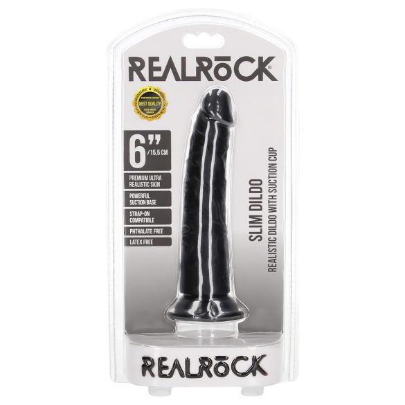 RealRock - dildo realista slim - 15,5 cm - silicona negra