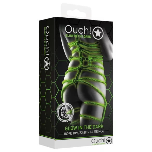 Ouch! - cuerda de bondage que brilla en la oscuridad (5 m, verde)