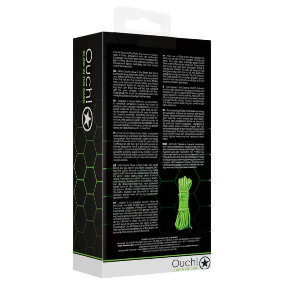 Ouch! - cuerda de bondage que brilla en la oscuridad (5 m, verde)