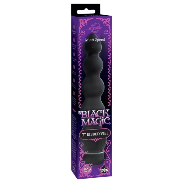 Doc Johnson - Black Magic 7 - vibrador anal rígido con 5 cuentas (negro)
