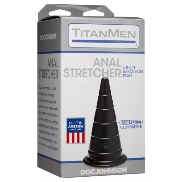 Doc Johnson TitanMen Anal Stretcher - plug anal dilatador cónico (negro) - 15 cm