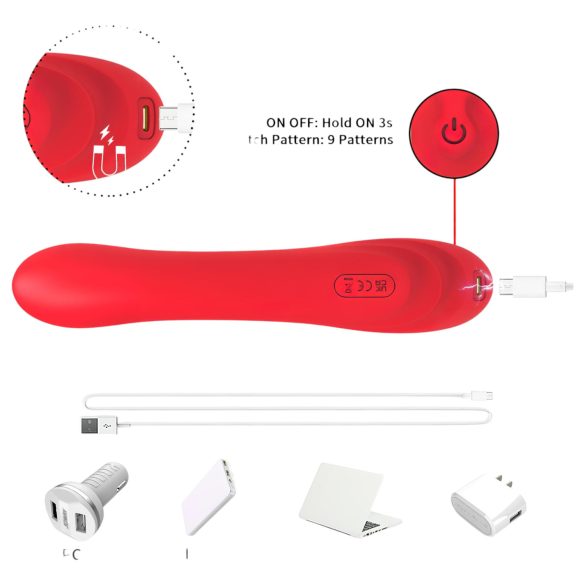 Bestoy - vibrador punto G con lengua - silicona roja
