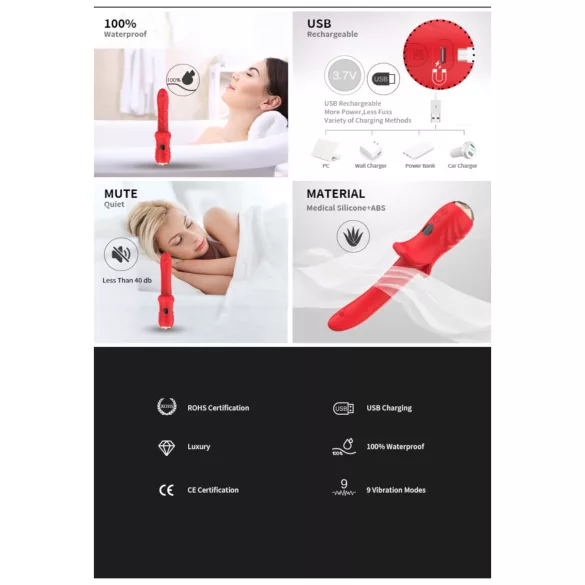 Bestoy - Vibrador punto G impermeable - silicona roja