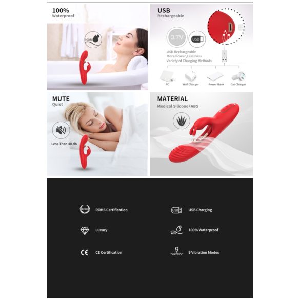 Bestoy - Vibrador punto G y clítoris - silicona - rojo