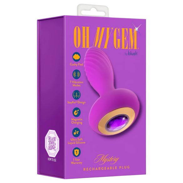 Oh My Gem - plug anal vibrador con gema - silicona lila