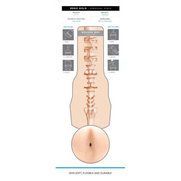 Fleshjack Reno Gold - masturbador realista de ano - silicona color natural