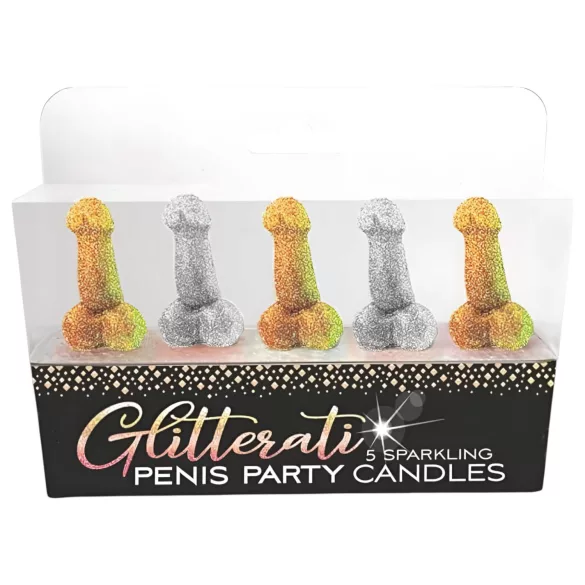 Glittaretti - set de velas con forma de pene - 5 unidades
