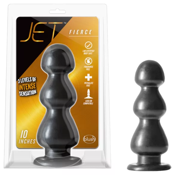 Blush Jet - consolador con ventosa - textura de perlas - silicona negra
