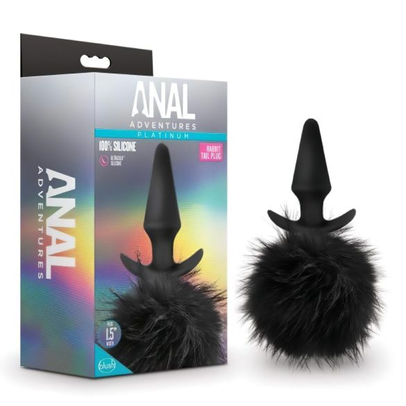 Anal Aventuras Platino - plug con cola de conejo (negro)