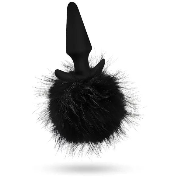 Anal Adventures Platinum - plug anal cola de conejo - silicona negro