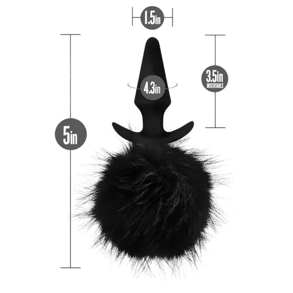 Anal Adventures Platinum - plug anal cola de conejo - silicona negro