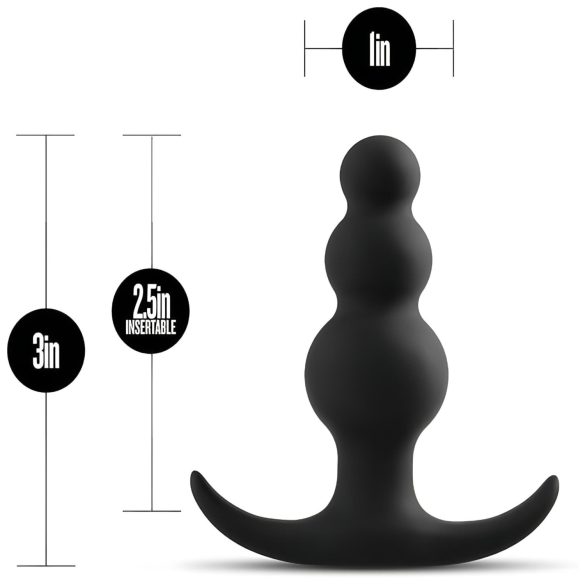 Anal Adventures Platinum - plug anal texturizado con perlas - silicona negra